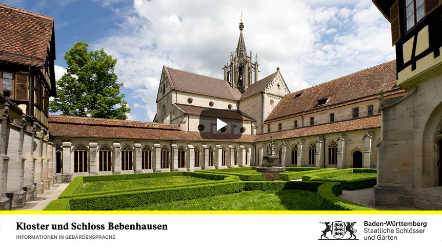  Startbildschirm des Filmes "Kloster und Schloss Bebenhausen: Informationen in Gebärdensprache"