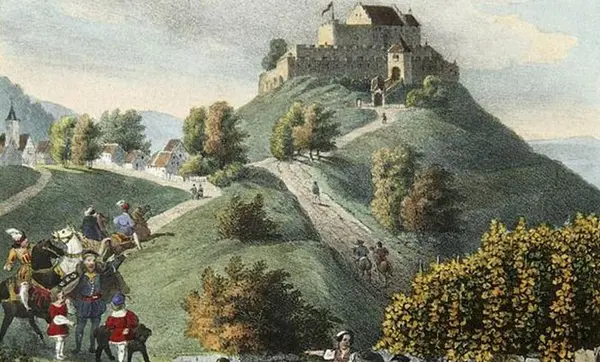 Foto: Landesmedienzentrum für Baden-Württemberg, Dieter Jäger Grabkapelle auf dem Württemberg, Stammschloss - Lithographie um 1840