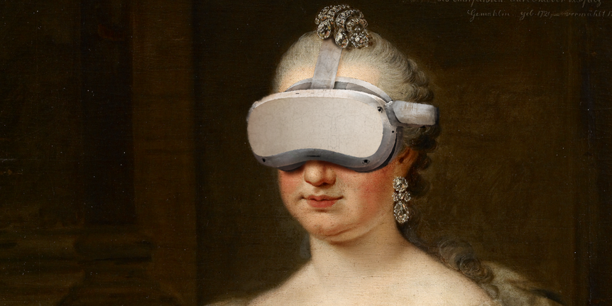 Barockschloss Mannheim, Sonstiges, Elisabeth Auguste mit VR-Brille