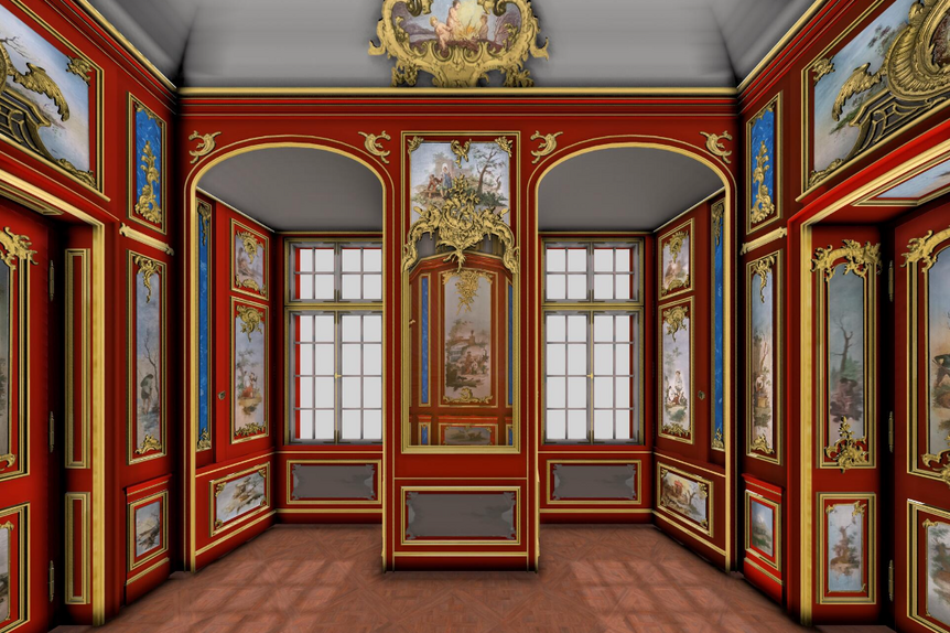 Schloss Bruchsal, App „Monumente 3D“, Watteau-Kabinett, Screenshot