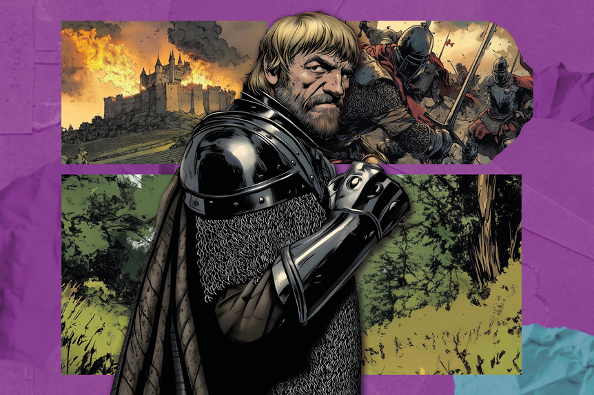 Illustration von Götz von Berlichingen zum Projekt "500 Jahre Bauernkrieg"