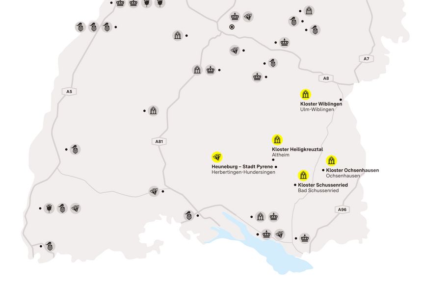 Karte der Region "Klöster und Kelten in Oberschwaben"