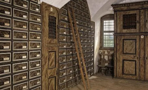 Schloss und Schlossgarten Weikersheim, Archivraum, Foto: Staatliche Schlösser und Gärten Baden-Württemberg, Arnim Weischer Schloss und Schlossgarten Weikersheim, Archivraum, Foto: Staatliche Schlösser und Gärten Baden-Württemberg, Arnim Weischer