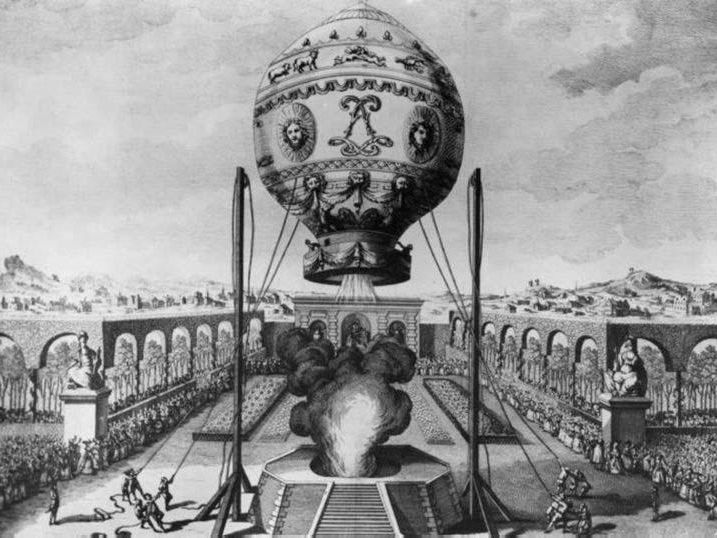 Heißluftballon der Gebrüder Montgolfiere, Claude-Louis Desrais, 1783